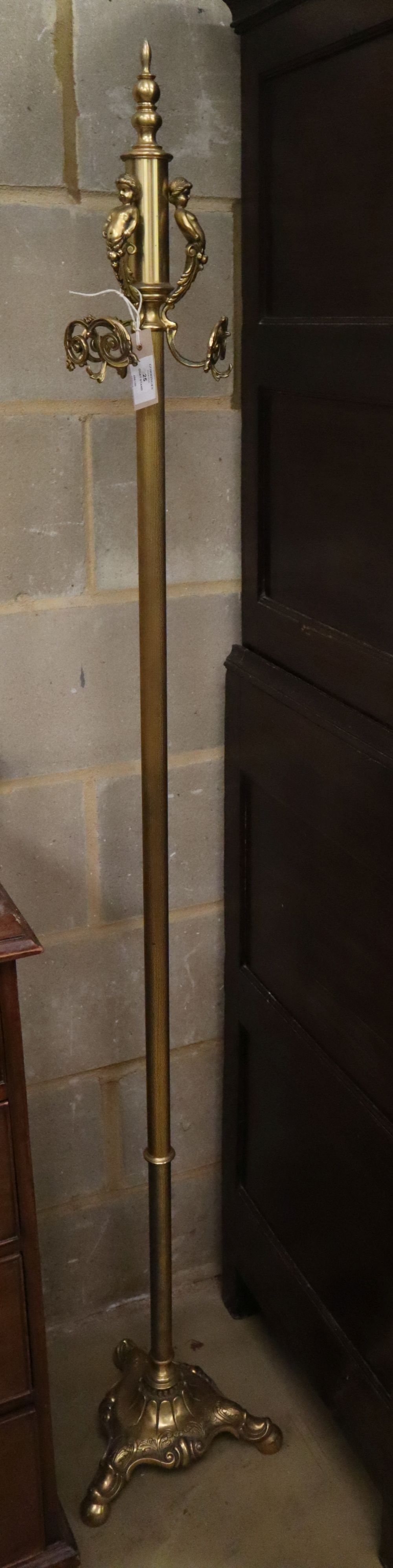 A brass coat stand, H.170cm